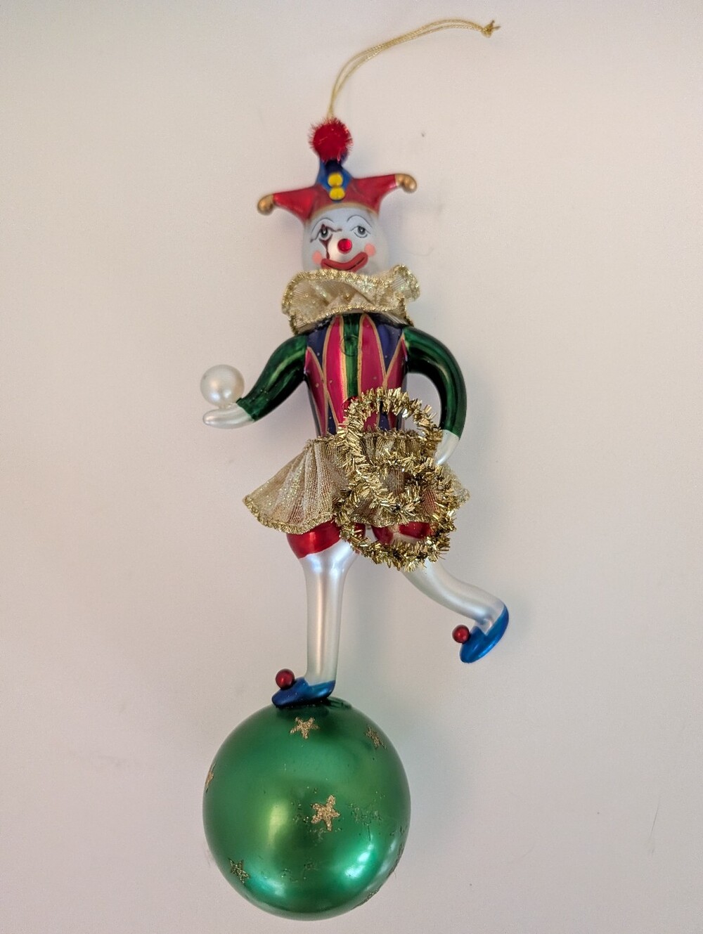 Vintage Hand Blown Glass Clown Jester Ornament